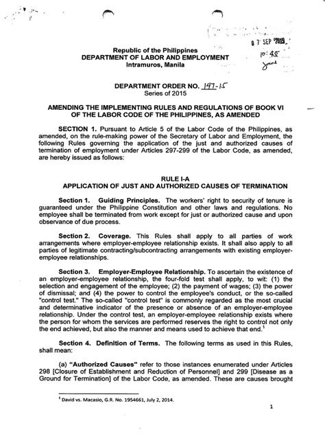 DO No. 147 15 Amending The Implementing Rules and .